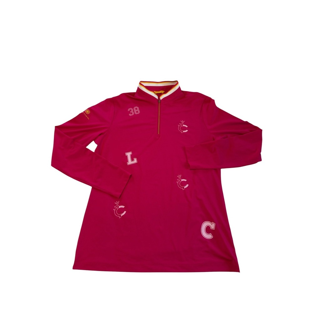 Louis Castel Pink Monogram Golf Polo Quarter Zip Top Size 100 Sport Sleek Medium